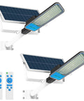 Two Pack 200W Solar Street Light With Motion Sensor Crazy Bright 192 LED Flood Light Die Cast Aluminum IP67 Waterproof