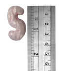 Close-up of a pink anti static packing peanut next to a ruler, showcasing size for Premium Bulk Anti Static Packing Peanuts 14 Cubic Feet Heavy Duty Void Fill For Secure Electronics Shipping Bean Bag Stuffing And Home Projects Straight Up Great Value.