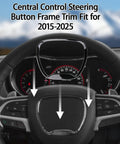 Central Control Steering Button Frame Trim For Dodge Challenger Durango Charger 2015 2025 Black ABS, installed on steering wheel