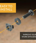 Top Shelf Heavy Duty M6 Rack Screws And Cage Nuts Kit With Flat Washers showcasing a rack screw, nut, and washer for easy installation.