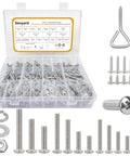 815-Piece Machine Screws Assortment Kit With Case Includes Stainless Steel Nuts Bolts Lock Washers And Flat Washers, Phillips Pan Head
