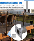 Heavy Duty Kickass Black Deck Railing System Wall Mounted Balcony Guardrail Fencing Kit with side mount screw kit for glass panels.