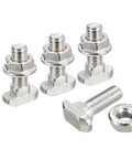 M8x25mm T Slot Drop-In Bolt And M8 Hex Nut Set, 30 Pack Hammer Head T Bolts for 40 Series Aluminum Profiles, shown in detail