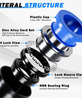 Industrial Quick Connect Air Fittings Kit 78 Piece Set For One Eighth One Quarter Five Sixteenths Three Eighths And One Half Inch Hoses Includes Push Lock And Quick Release For Air Compressor Systems Built With Nickel Plated Brass And PBT For Your Shop exploded view
