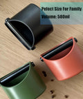 Top view of green, black, and red Compact Coffee Knock Box 4.6 Inch Barista Style Espresso Grounds Holder with Removable Plastic Knock Rod Non Slip Base