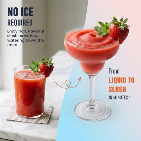 2 In 1 Slushie Machine And Soft Serve Ice Cream Maker With Six Auto Presets No Ice Needed Rapid Cooling System For Sodas Juices And Cocktails Zero Effort Kitchen Staple Hits Different Daily with strawberry slush and cocktail.