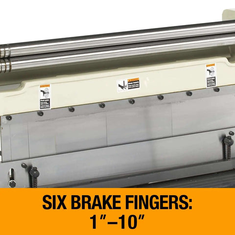 30-Inch Shear Brake Roll for Metal Fabrication Pro Grade showing six brake fingers with measurement range.