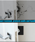 Eight Pack Adhesive Neoprene Foam Padding Sheets Half Inch Thick Four By Four Inches Self Stick Vibration Dampening Pads shown on door protecting against impact and damage
