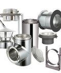No Sweat Setup Kickass Through The Wall Chimney Penetration Kit With Spark Guard Cap for 8 Inch Class A Double Wall 304 Stainless Steel components.