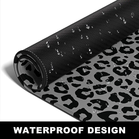 Extended Gaming Desk Mat XXL Full Coverage Mouse Pad For Huge Desks Black Leopard Print waterproof design close-up