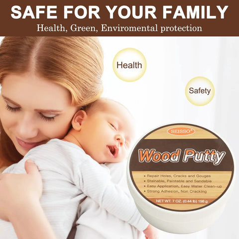 Water Based Wood Filler White Wood Putty For Trim And Cabinet Repair Paintable Stainable Formula Easy To Sand And Restore Furniture Floors Doors With Zero Hassle And Killer Finish in safe environment with mother and baby.