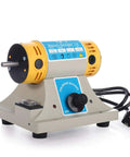 Jewelry Polishing Bench Buffer Machine 110V 350W TM2 Polisher Lathe with yellow housing, dustproof motor, cord, and switch