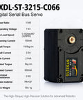 19.5KG Serial Bus Servo Motor And 12V Programmable Smart Actuator Featuring Hella Precise Absolute Magnetic Encoder showcasing technical specifications and design.