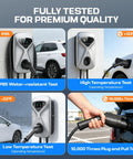 Level 2 EV Charger 50 Amp Hardwired with 48 Miles Per Hour Wicked Fast Charging, WiFi app control, weather testing signs