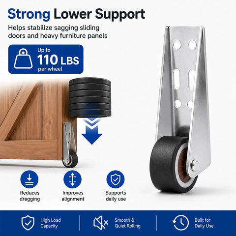 Dead Nuts Heavy Duty Vertical Track Roller Wheels With Quiet Rubber Casters And Zero Wobble Glide for heavy doors up to 110 lbs