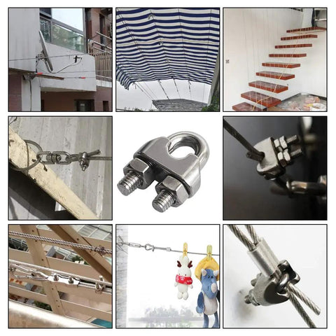 Various uses of Three Sixteenth Inch M4 Wire Rope Cable Clip Clamp 304 Stainless Steel U Bolt Saddle Fastener Set Of 25 Packs