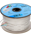 500 Ft 18 Gauge Low Voltage LED Cable 4 Conductor In-Wall White Jacket Pure Copper Speaker Wire UL Class 2 Oxygen Free