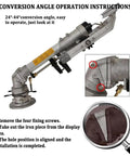 Close-up of 360 Degree Rotating Sprayer With Zinc Alloy Build Adjustable Nozzle showing angle conversion details.