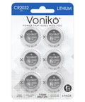 CR2032 3V Lithium Button Cell Batteries 6 Pack with safety design for AirTag compatible devices and gadgets.