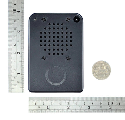 Recording Module In Black Enclosure With Dual Mode Selector Plug And Play Light Mode Or Motion Mode For Auto Display Activation By Walk By Motion Sensor Ideal For Retail Displays And Light Triggered Projects black case with ruler and coin for scale