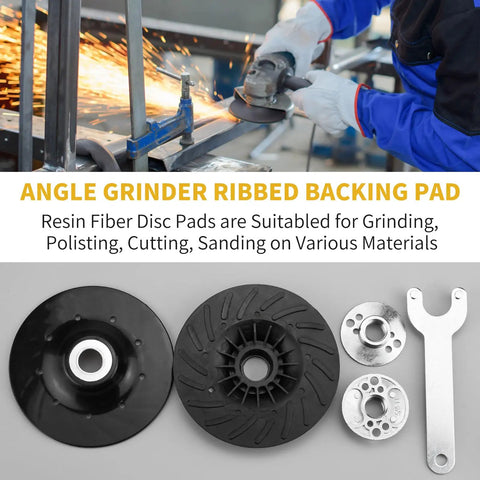 Tough As Nails Heavy Duty Angle Grinder Backing Pad Two Pack Ribbed Resin Fiber Disc quick swap pads for sanding, polishing.
