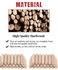 High density hardwood dowel pins stacked, showcasing Premium Wood Dowel Pins Set 400 Pieces 6mm 8mm 10mm L Fluted Beveled Ends Tapered.