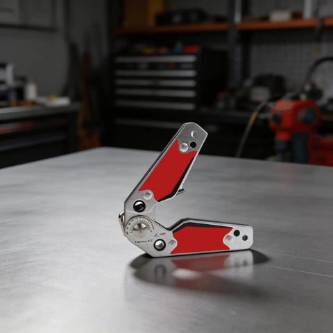 Get Crazy Secure Adjusting Magnetic Welding Positioner Fixture With Hex Wrench And Dual Sided Strong Magnet Design For Stable Fixation At Any Angle During Your Projects on a workshop table.