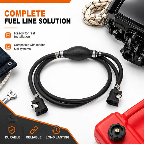 Super Cool 5/16 Inch Boat Motor Fuel Line Hose Kit With Connector Bulb Clamps Replaces Old Gas Lines For Cars Tractors And Motorcycles Easy Swap Setup black fuel hose with bulb and clamps