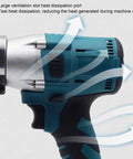 Yechiry Brushless Cordless Metal Shear Cuts Sheet Metal With Ease showing ventilation slots for heat dissipation.