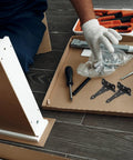 Assembling furniture with tools and Heavy Duty Gate Hinges With Matte Black T Shaped Iron Two Pack Sturdy Farmhouse Style