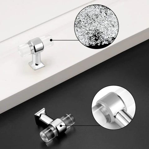 Five Pack Clear Acrylic Cabinet Handles With Single Hole Design Polished Chrome Zinc Alloy Drawer Pulls For Kitchen Cabinets And Furniture Easy Grip Knobs shown in detail