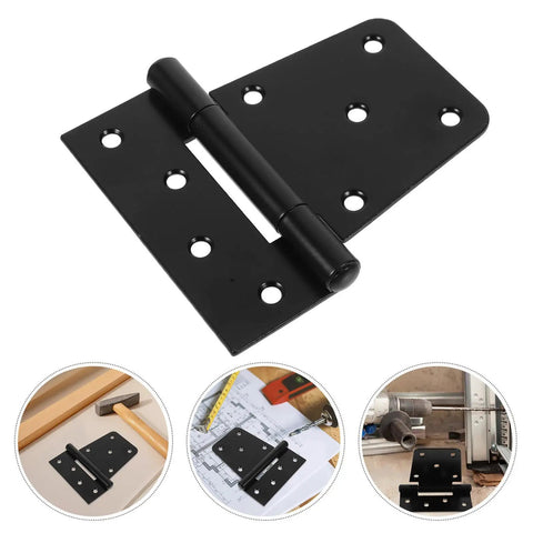 Heavy Duty Furniture Hinges Set In Black Carbon Steel With Screws shown in various installation settings.