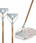 Industrial Grade 59 Inch Quick Change Mop Stick With Wooden Handle And Steelhead, Workhorse Heavy Duty Mop Handle For Commercial Floor Cleaning, 1 Inch Head Compatible, Pack Of 2, Mop Heads Not Included