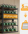 Beefed-Up Heavy Duty 5 Tier Adjustable Metal Shelving Unit With 2500 Lbs Capacity Ultra Sturdy Storage Rack For Garage Warehouse Pantry Closet And Kitchen Organization, 5-tier metal rack with 500 lbs per shelf