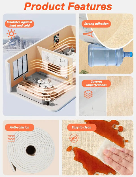 Peel And Stick Wallpaper Rolls Boasting 9Mm XPE Foam Thermal Insulation Waterproof Moisture Proof 3D Linen Texture Self Adhesive Wall Covering Removable For Bedroom Living Room The Real Deal features including insulation and easy cleaning.