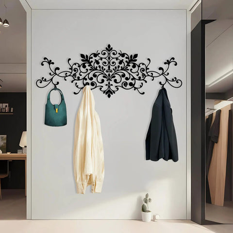 Upgrade Your Space With This Super Sturdy Scroll Metal Coat Rack And Grab A Quick Jacket On This Dang Good Looking Wall Mounted Hat Rack that elegantly holds jackets and bags.