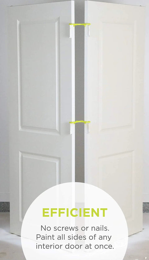Door Painting Stand Kit For Easy Spray Jobs Holds Up To Eight Doors Time Saving Setup shown with two doors standing vertically.