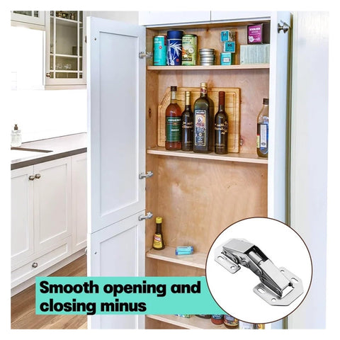 Open cabinet with Rotating Concealed Cabinet Hinges For Doors No Drill Invisible Hinge With Hydraulic Action Cold Rolled Steel Durable Hardware