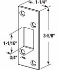 Diagram of Brass Plated High Security Deadbolt Door Strike For Residential Jambs, Reinforces Deadbolt Area, 3/4 In By 1-1/16 In Bolt Opening, Net Size 1-1/4 In By 3-5/8 In, Heavy Gauge Stamped Steel, Easy Install, Single Pack with dimensions