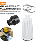 Heavy Duty Dust Collector Bag And Hose Reducer For Woodworking Planers with a black cone adapter and clamps.