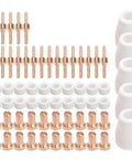 65Pc Plasma Cutter Consumables Kit Compatible With Pt31 And Lg40 Torch For Cut30 40 50 Machines showing copper and ceramic nozzles and electrodes.