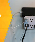 Six Outlet Wall Adapter Turns One Outlet Into Six Grounded Ports With Built In Phone Cradle Space Saving White Electrical Outlet Extender