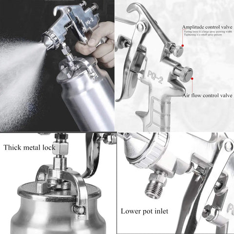 Heavy Duty Siphon Feed Spray Gun With 1.8Mm Nozzle For Straight Up Flawless Oil Based Or Latex Paint Jobs featuring metal body and adjustable knobs.