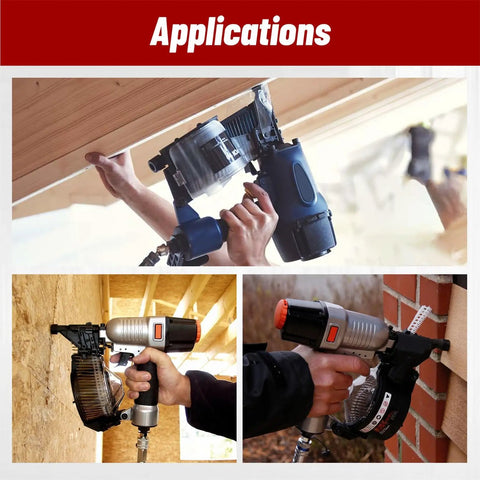 Workers using CN55/CN57 guns with Stainless Steel Ring Shank Siding Nails 1-3/4-Inch X.090-Inch, 15-Degree Collated Wire Coil