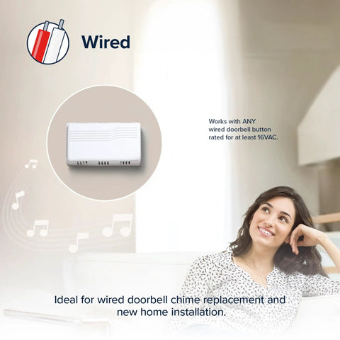 White Two Melodies Wired Mechanical Doorbell Chime With Ding Dong Or Ding Melodies, Hardwired Module, Ideal for New Homes