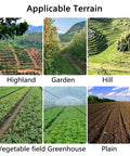 Collage of terrains for Walk Behind Garden Seeder With Five Row Capacity Metal Precision Seed Planter use, including highlands and plains.