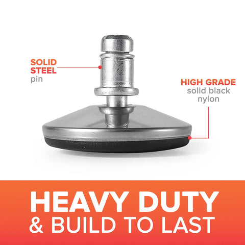 Heavy Duty Office Chair Bell Glides Replacement Plus 7/16 Inch 11Mm Stem Non Rolling Caster Cups for solid steel pin.