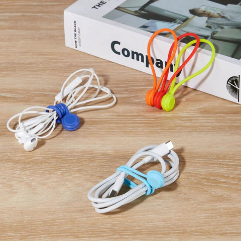 Magnetic Cable Ties 10 Pack Reusable Cable Organizers For Earbuds And Cords USB Cables Cable Manager Keeper
