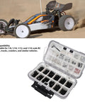 Universal RC Screw Kit With 537 Pcs Double Sided Screws And Nuts Organizer Box Hardware Fasteners For 1/8 1/10 1/12 And 1/16 Scale RC Cars Trucks Crawlers On Road Vehicles, open case