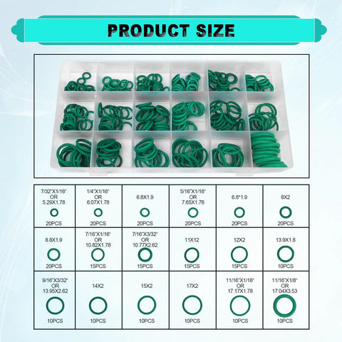 270 Piece O Ring Set For Car Air Conditioning And Plumbing, Sealing Gaskets And Rubber Washers Kit in plastic organizer with sizes